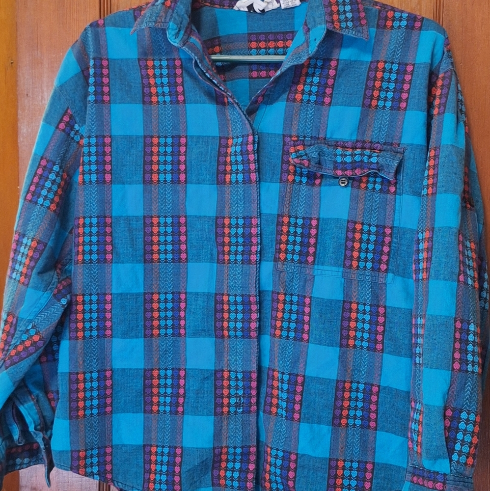 Vintage Women's's Heart Plaid Shirt